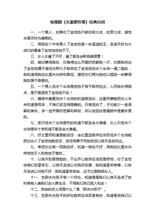电视剧《夫妻那些事》经典台词