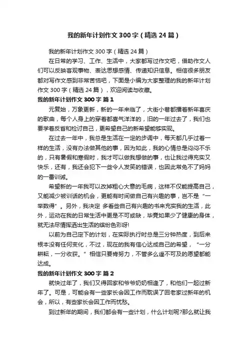 我的新年计划作文300字（精选24篇）