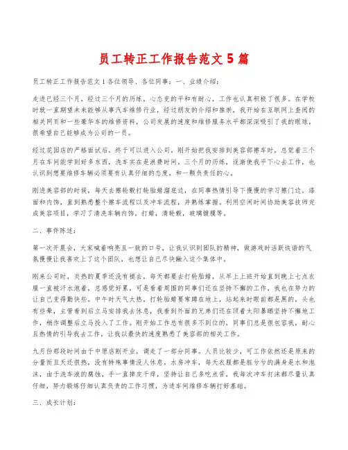 员工转正工作报告范文5篇