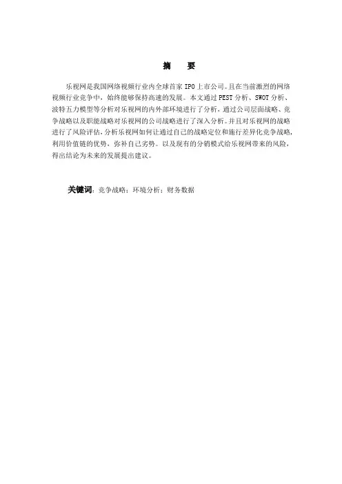 乐视网公司战略规划与风险管理报告