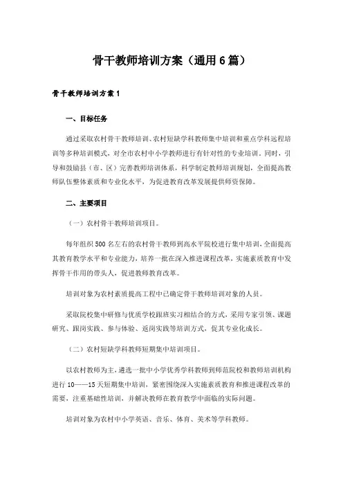 2024年骨干教师培训方案(通用6篇)