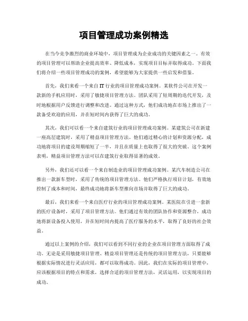 项目管理成功案例精选