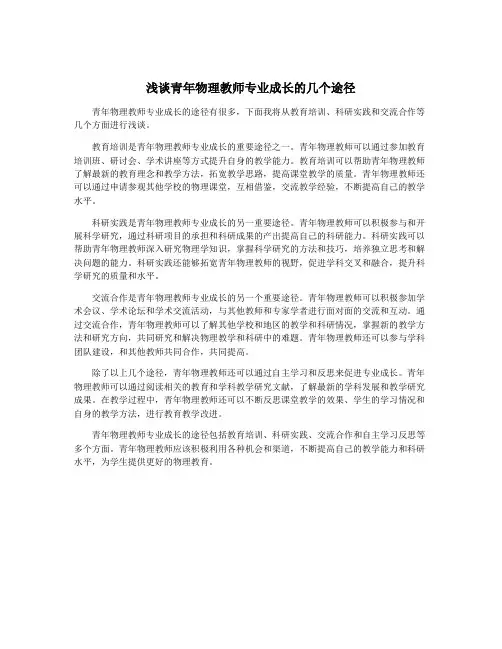 浅谈青年物理教师专业成长的几个途径