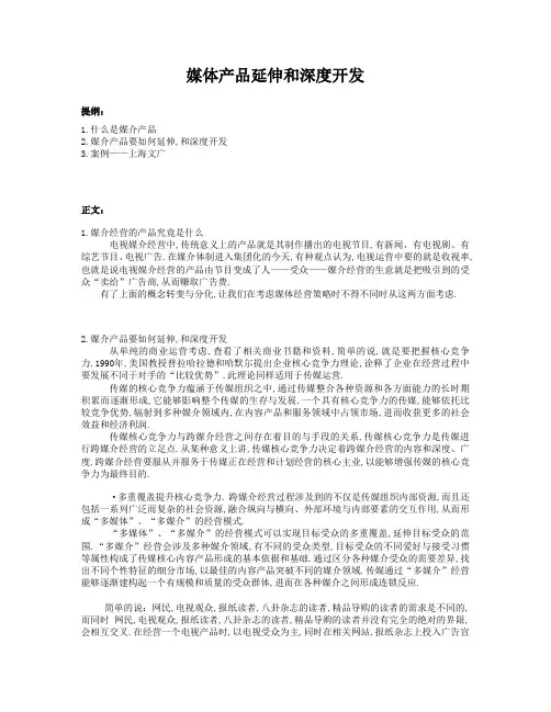 媒体产品延伸和深度开发