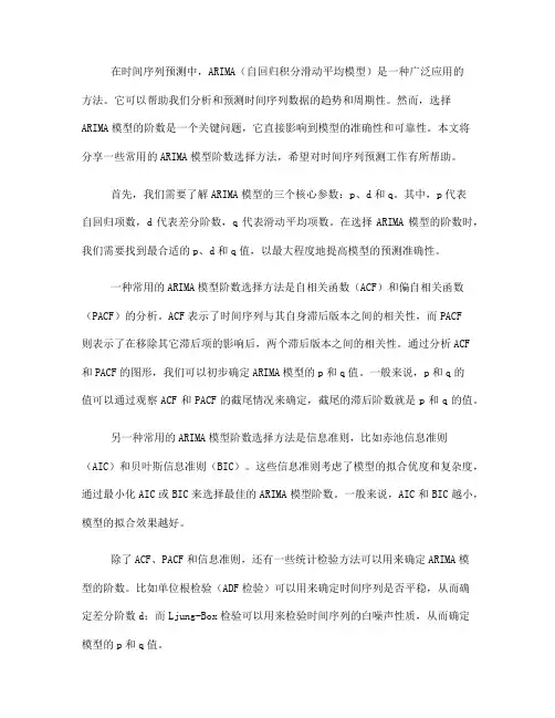 时序预测中的ARIMA模型阶数选择方法分享
