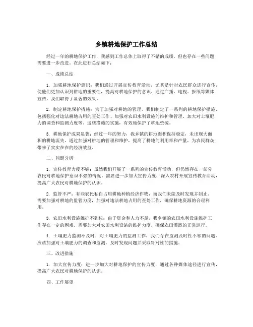 乡镇耕地保护工作总结