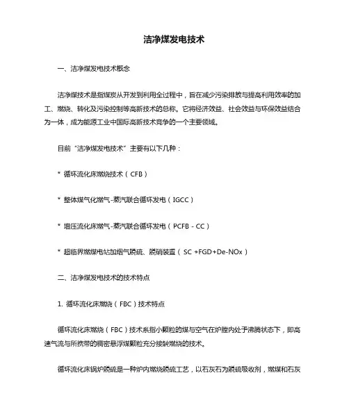洁净煤发电技术
