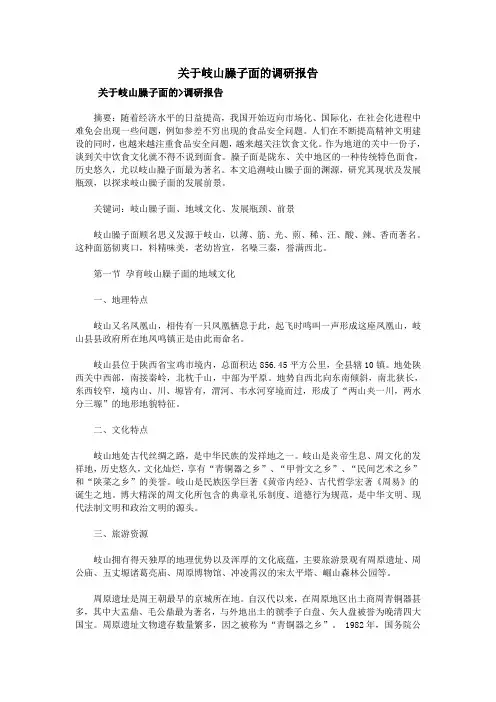 关于岐山臊子面的调研报告