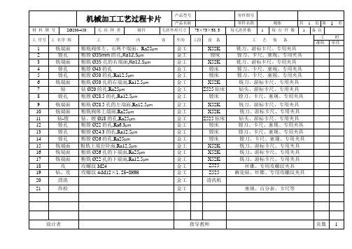 阀体零件机械加工工艺过程卡片