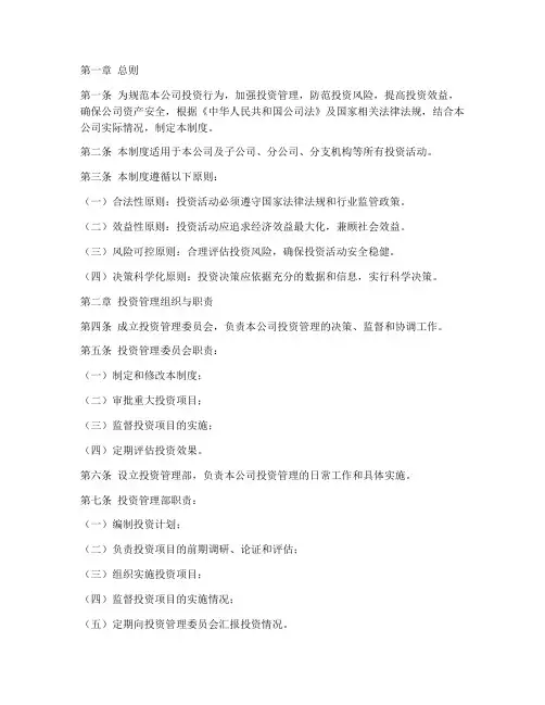 某某公司投资管理制度