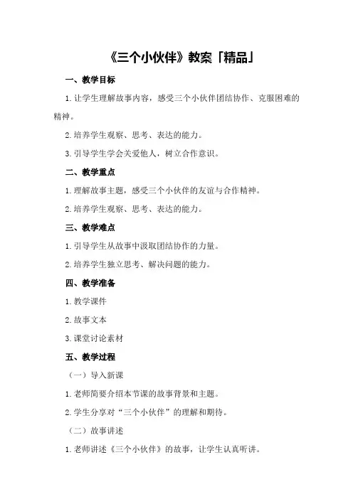 《三个小伙伴》教案「精品」