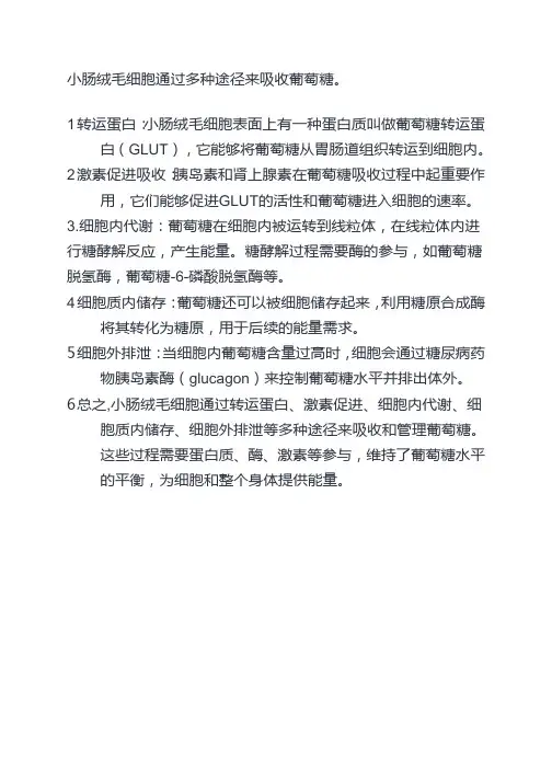 小肠绒毛细胞吸收葡萄糖的方式