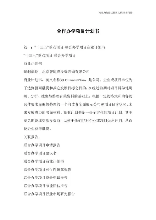 合作办学项目计划书