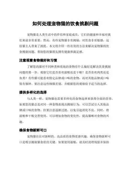 如何处理宠物猫的饮食挑剔问题