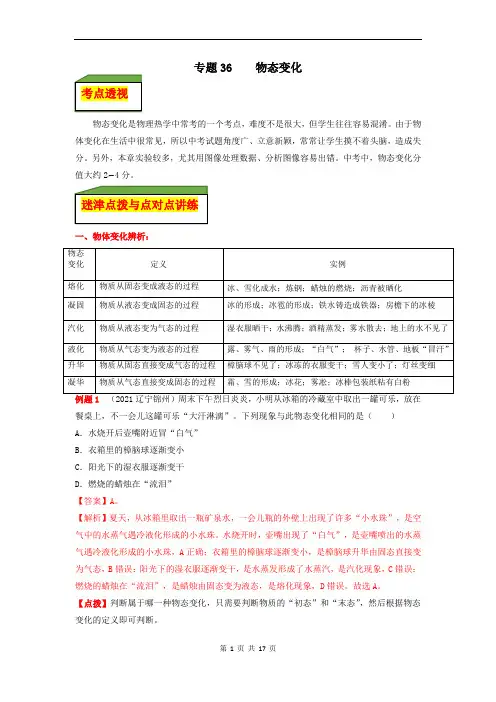 专题36  物态变化(解析版)