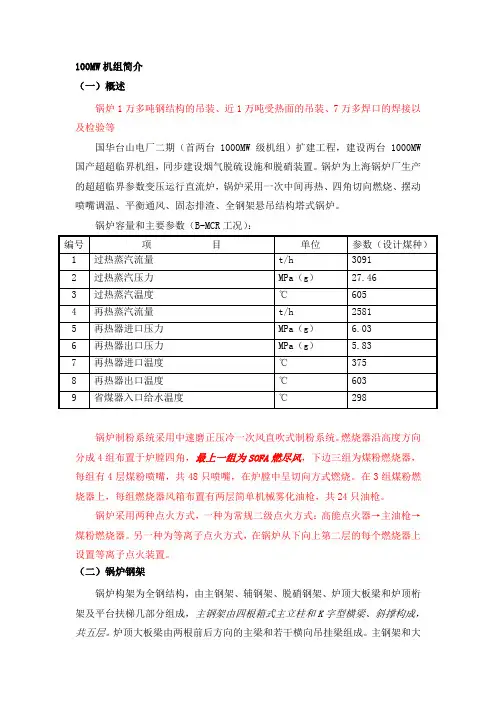 100万机组简介