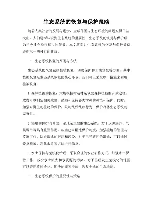 生态系统的恢复与保护策略