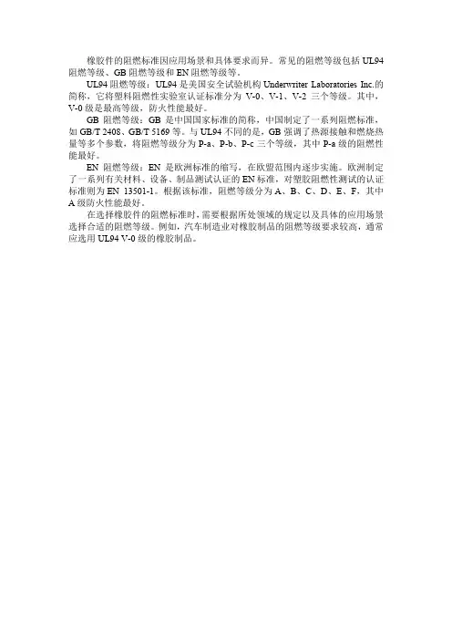 橡胶件阻燃标准