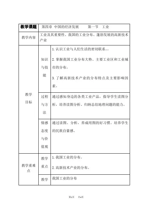 人教版八年级上册地理第四章  工业