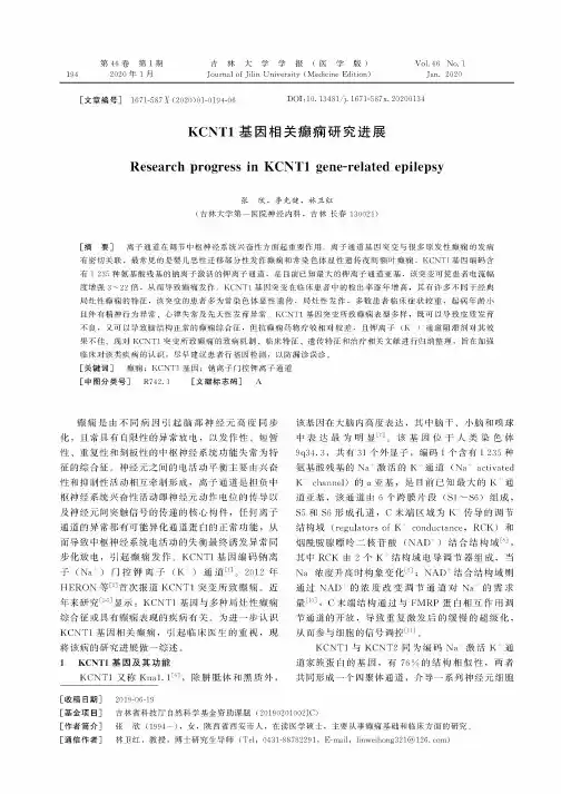 kcnt1基因相关癫痫研究进展