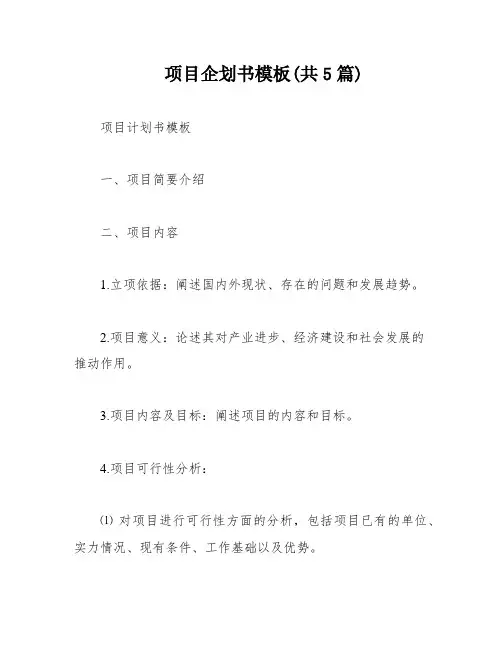 项目企划书模板(共5篇)
