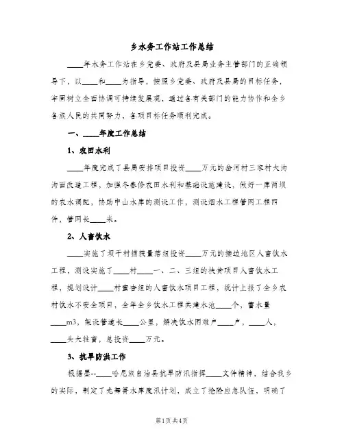 乡水务工作站工作总结（2篇）