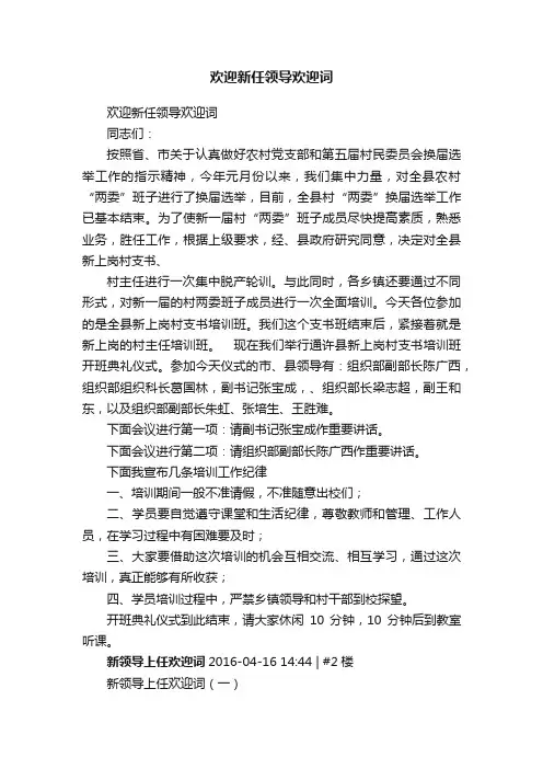 欢迎新任领导欢迎词