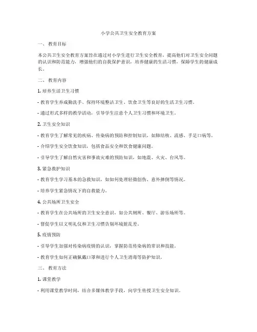 小学公共卫生安全教育方案
