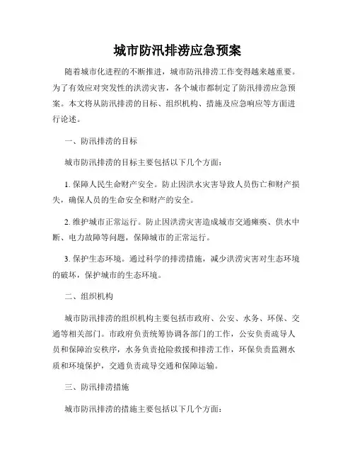 城市防汛排涝应急预案