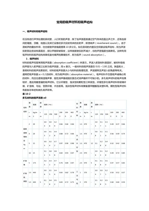 常用的吸声材料和吸声结构