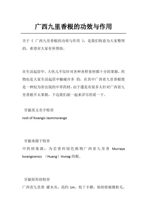 广西九里香根的功效与作用