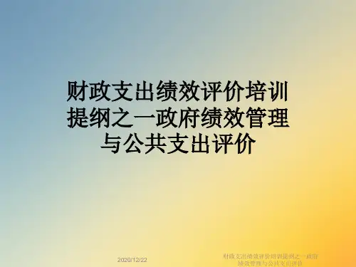 财政支出绩效评价培训提纲之一政府绩效管理与公共支出评价