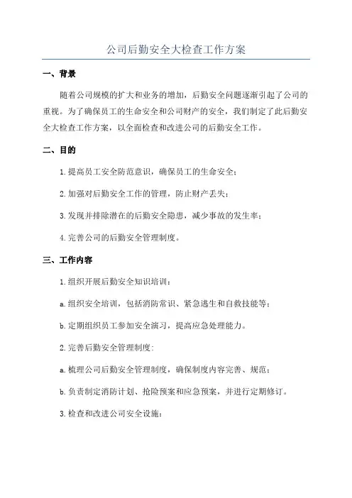 公司后勤安全大检查工作方案