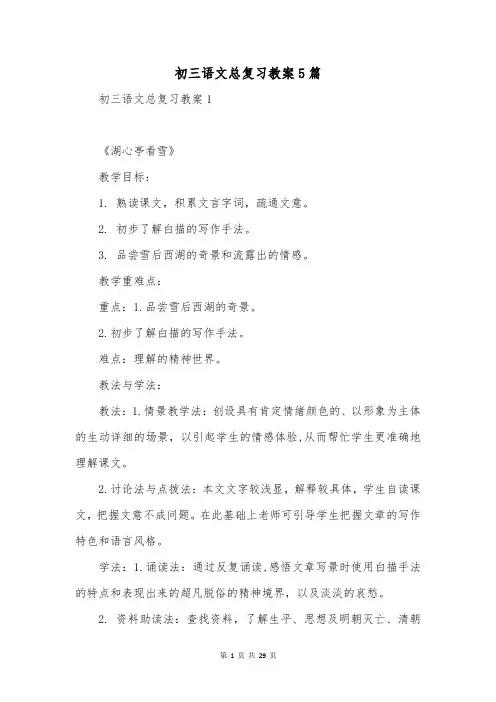 初三语文总复习教案5篇