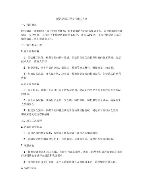 隧洞钢筋工程专项施工方案