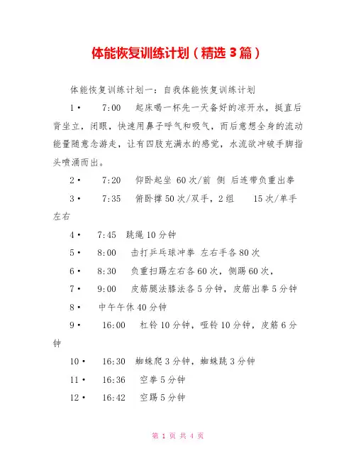 体能恢复训练计划(精选3篇)