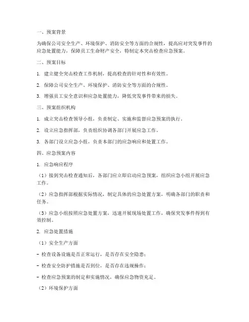 突击检查应急预案