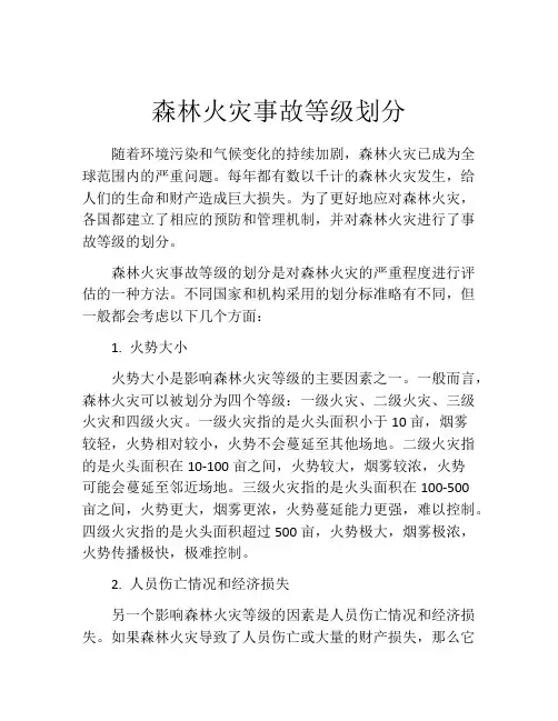 森林火灾事故等级划分