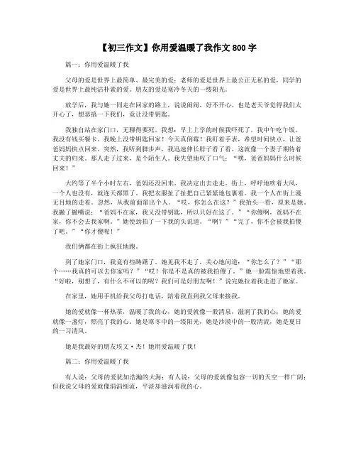 【初三作文】你用爱温暖了我作文800字
