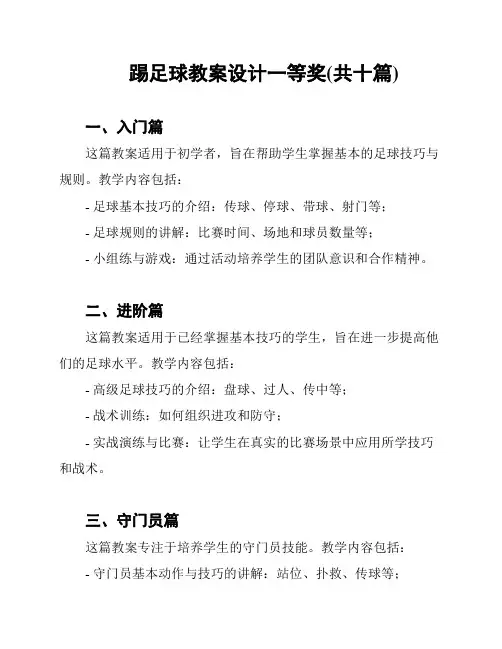 踢足球教案设计一等奖(共十篇)