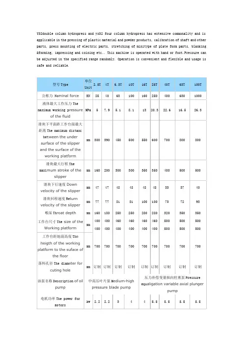 3150kN通用液压机液压系统工作原理