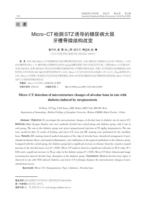 Micro-CT检测STZ诱导的糖尿病大鼠牙槽骨微结构改变