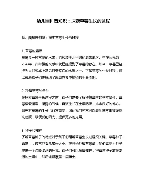 幼儿园科普知识：探索草莓生长的过程