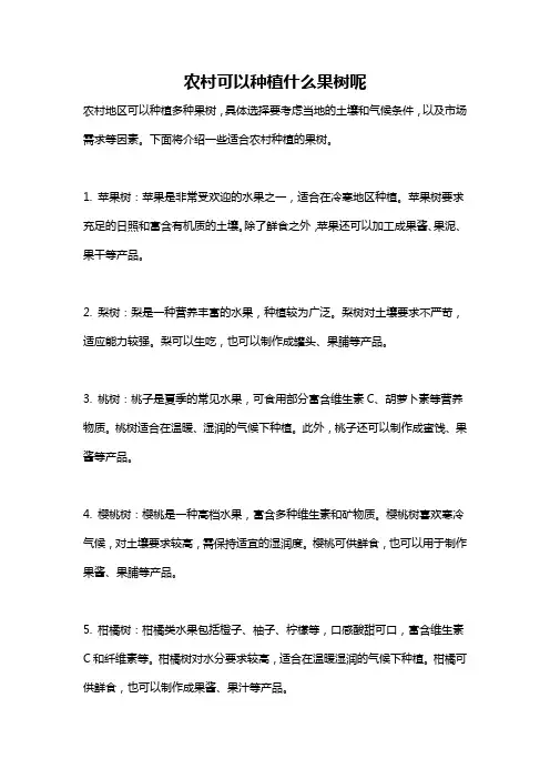 农村可以种植什么果树呢