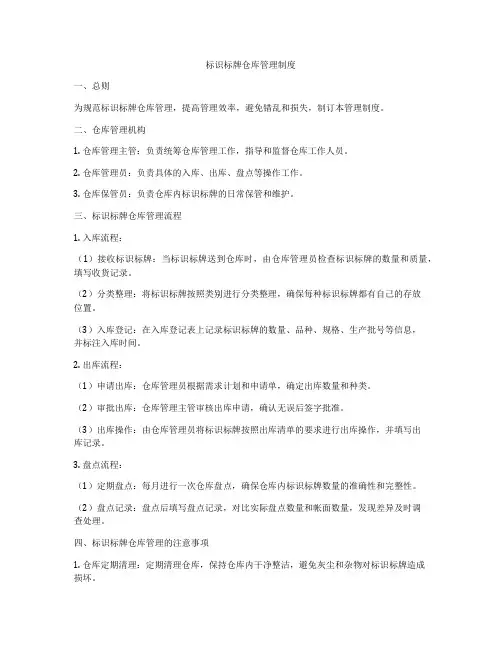 标识标牌仓库管理制度