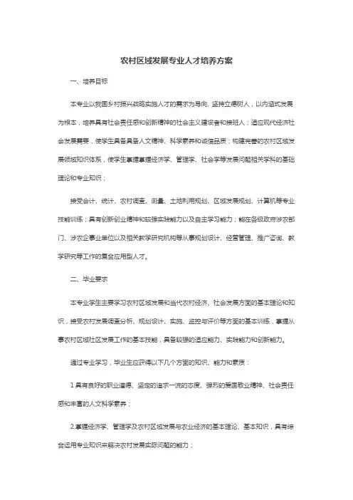 农村区域发展专业人才培养方案