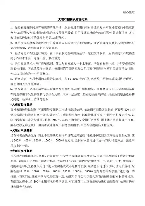 大理石翻新及结晶方法
