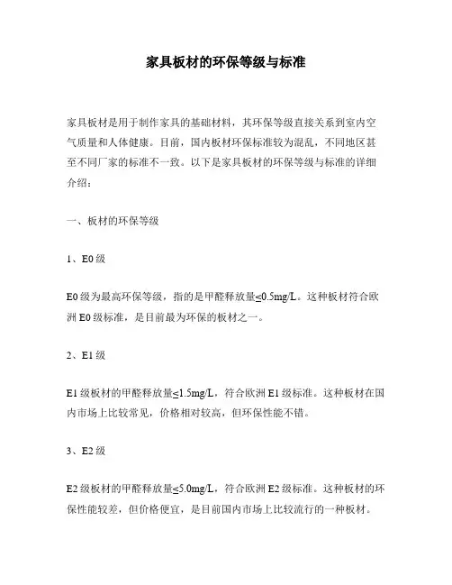 家具板材的环保等级与标准