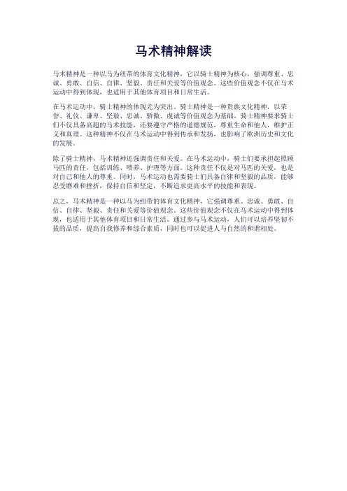 马术精神解读