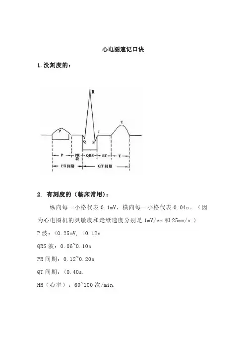 心电图速记口诀